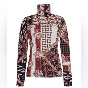 Cara Cara Pandora Black Piper Patterned Turtleneck Long Sleeve | size Medium EUC